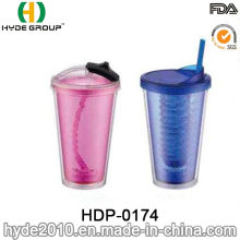 Wholesale BPA Free Double Wall Plastic Tumbler with Straw (HDP-0174)